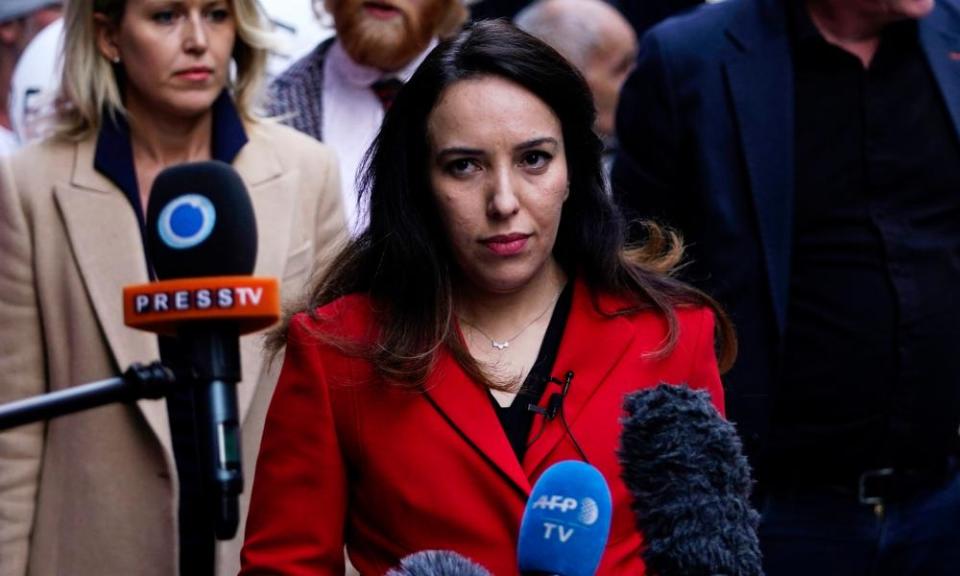 Julian Assange’s partner Stella Moris outside the Old Bailey in London.