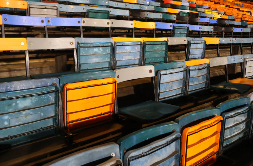 General view of the seats inside the stadium before the EFL Checkatrade Trophy Third Round match between Luton Town and Peterborough United at Kenilworth Road on January 9, 2018 in Luton, England.