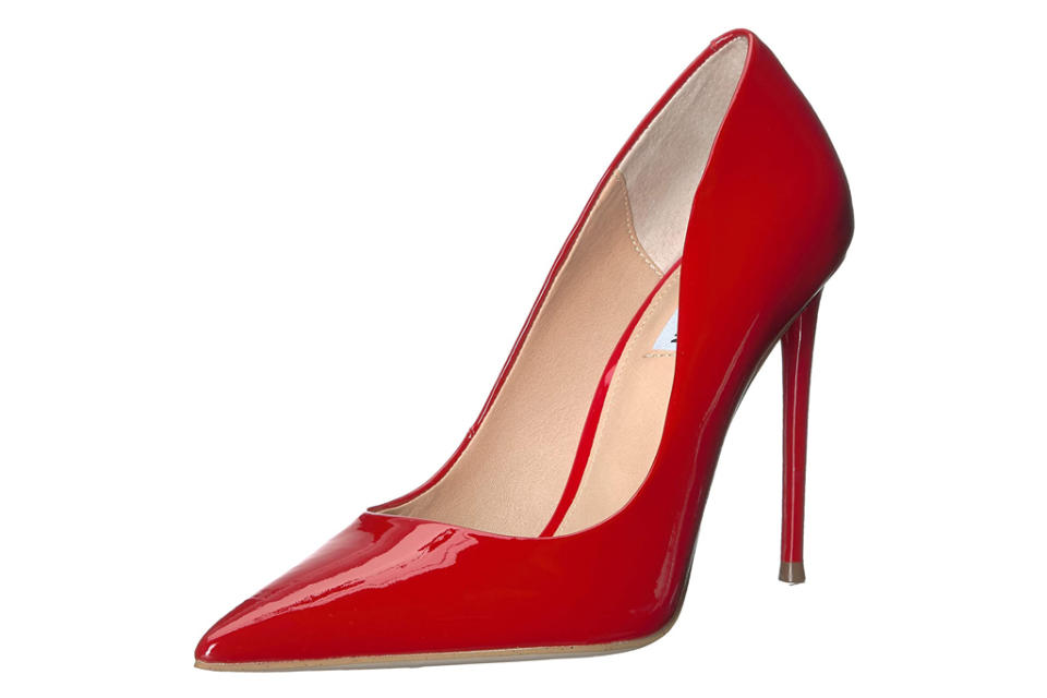 steve madden, red heels, patent red, pumps