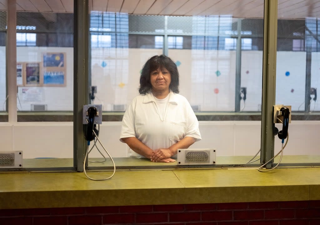 Melissa Lucio at the Mountain View Unit in Gatesville, Texas, in March 2022 (Ilana Panich-Linsman for The Innocence Project)