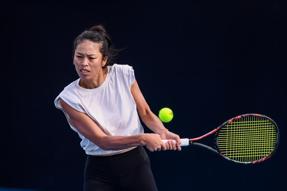 BEIJING, CHINA - SEPTEMBER 28: Hsieh Su-wei of Chinese Taipei attends a training session on day three of 2023 China Open at the National Tennis Center on September 28, 2023 in Beijing, China. (Photo by VCG/VCG via Getty Images)