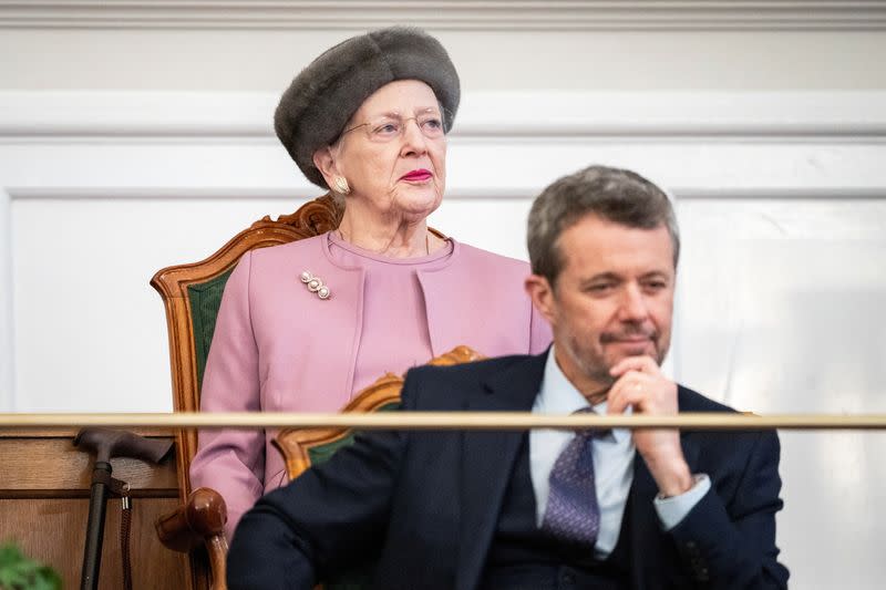 Denmark's King Frederik visits the Danish Parliament in Copenhagen