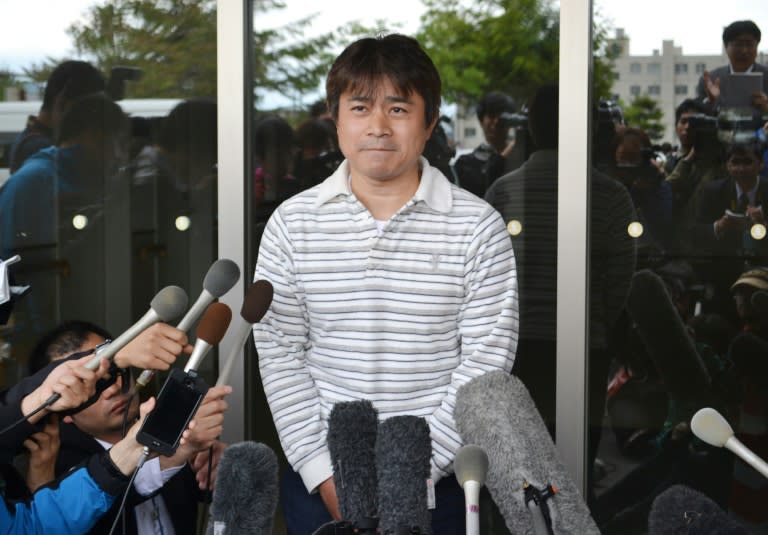 Takayuki Tanooka, father of Yamato Tanooka, speaks to reporters in Hakodate, Japan, on June 3, 2016