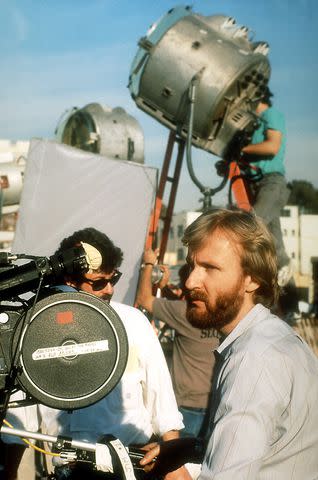 <p>Courtesy Everett</p> James Cameron filming 'The Abyss' in 1989