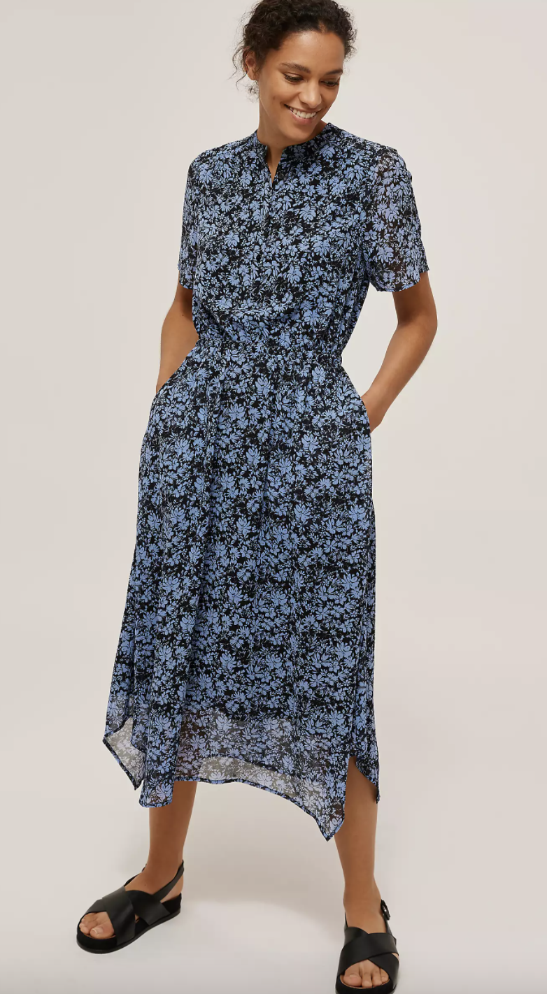 Fluted Sleeve Floral Midi Dress (John Lewis & Partners)