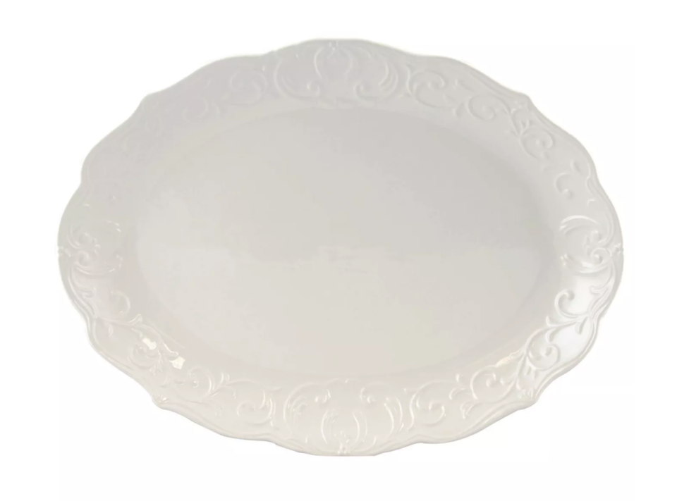 Gibson Home Stoneware Royal Abbey Embossed Serving Platter