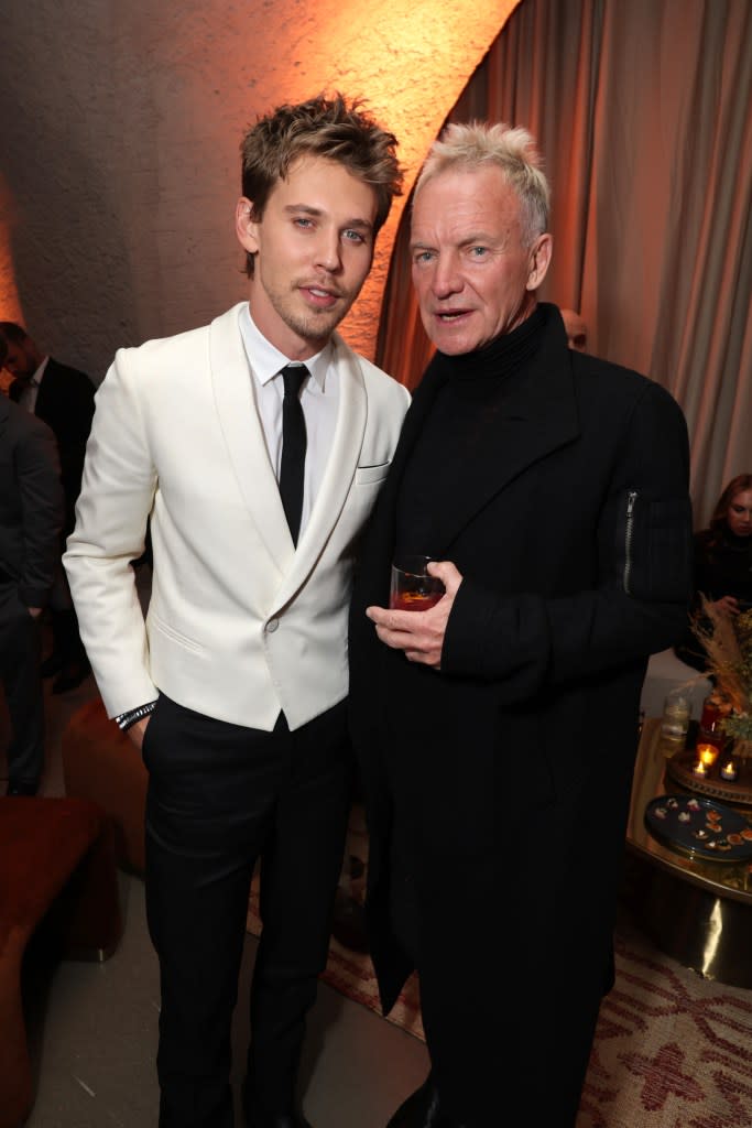 Austin Butler (left) and Sting at the after-party for the New York premiere of “Dune: Part Two.” Getty Images for Warner Bros.