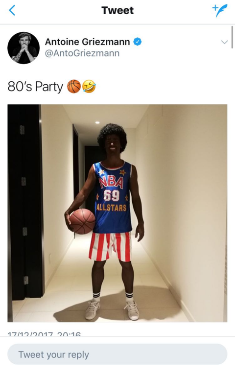 Antoine Griezmann deletes 'blacked up' fancy dress picture after being branded racist