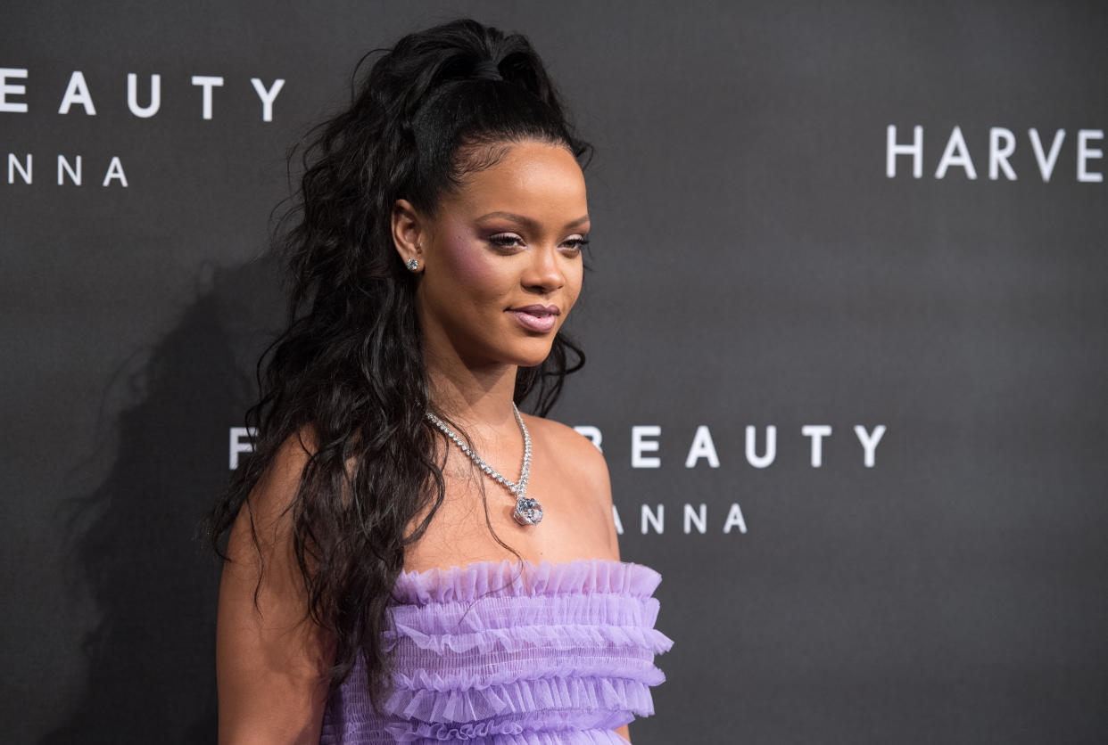 Rihanna hit up London for her latest Fenty Beauty launch [Photo: Getty]