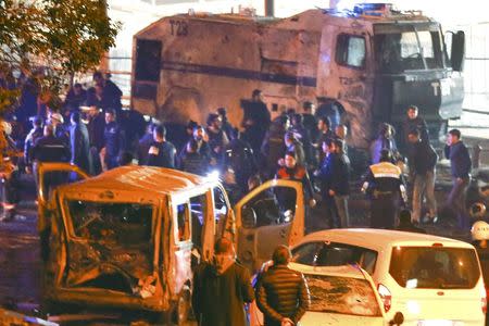 Police arrive at the site of an explosion in central Istanbul, Turkey, December 10, 2016. REUTERS/Murad Sezer