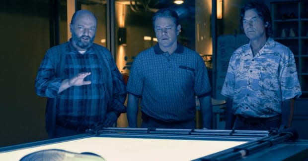 Matthew Maher as Peter Moore, Matt Damon as Sonny Vaccaro and Jason Bateman as Rob Strasser in "Air"<p>Amazon Studios/Warner Bros.</p>