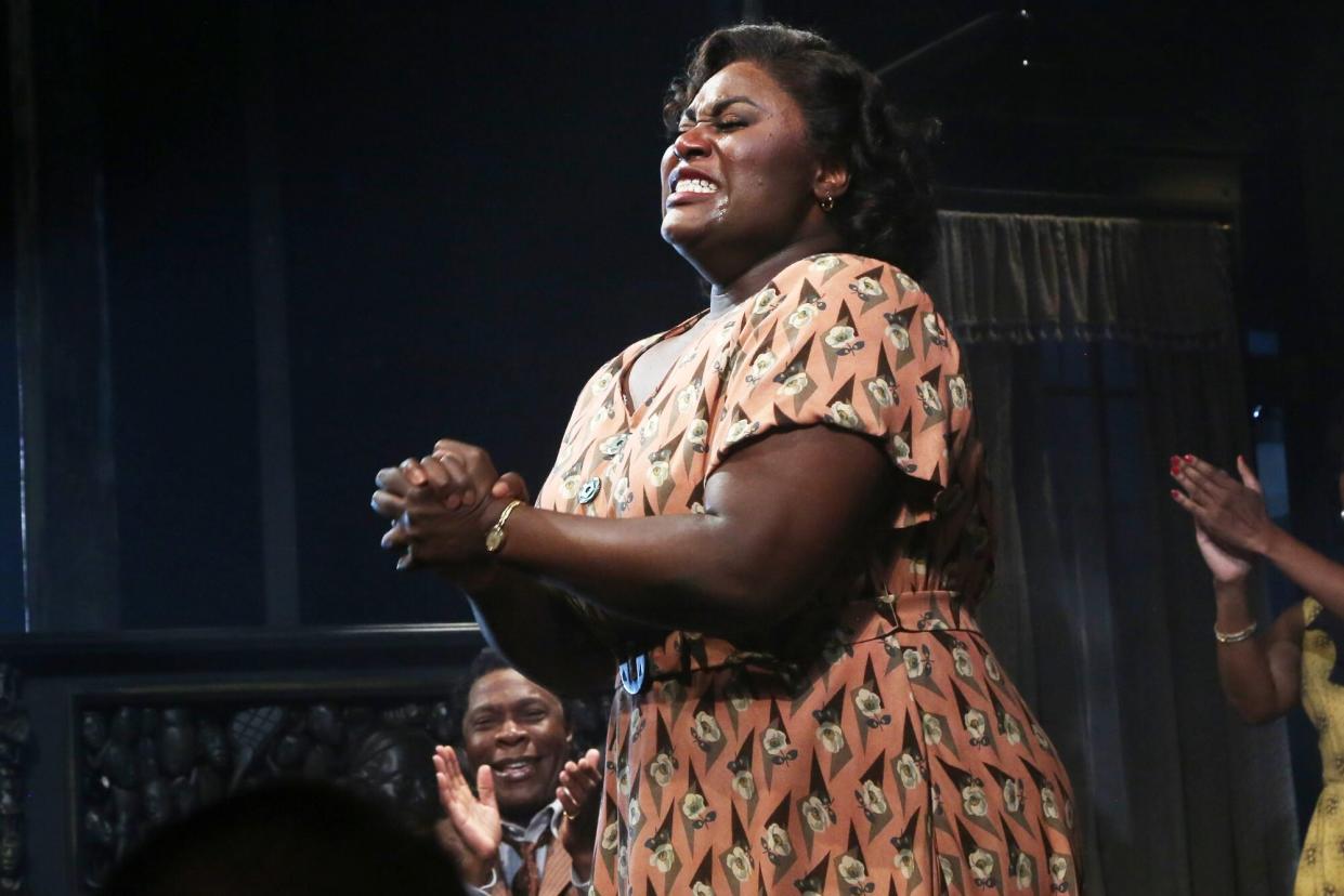 NEW YORK, NEW YORK - OCTOBER 13: Danielle Brooks during the opening night curtain call for the revival of August Wilson's 