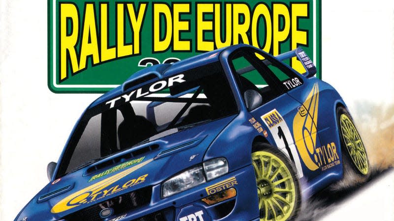 Close-up on cover of PlayStation racing game Rally De Europe