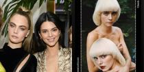 <p>Kendall and Cara, aka CaKe, reunited to star in a 2020 calendar for the brand Chaos, posing in some '70s inspired bleach blonde bowl cuts. Honestly, these looks are so out there, it took me a second to recognize them.</p>