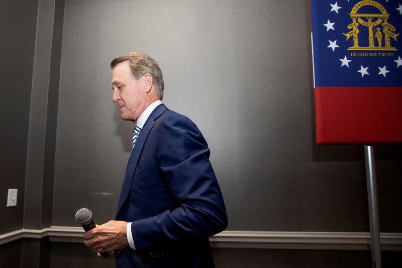 Republican gubernatorial candidate David Perdue appears at his primary election night watch party in Atlanta