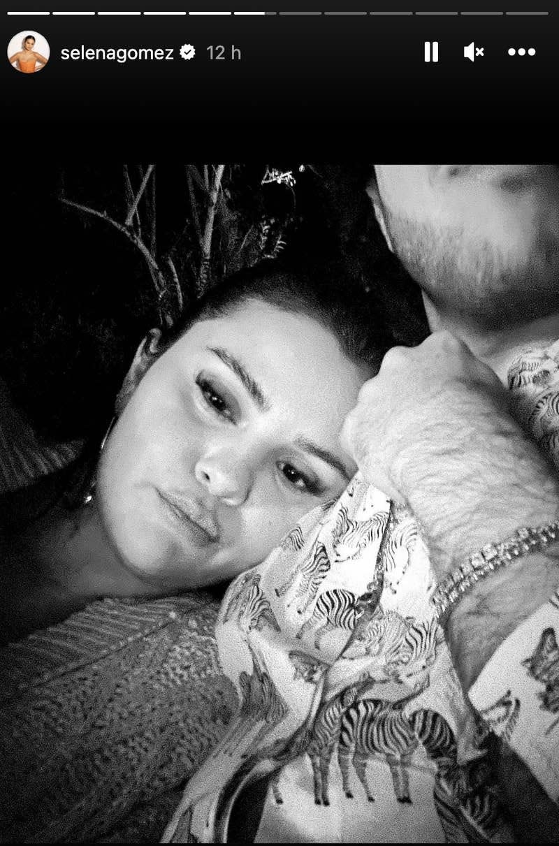 Gomez shared a selfie of her and Blanco looking cozy on her Instagram Stories.