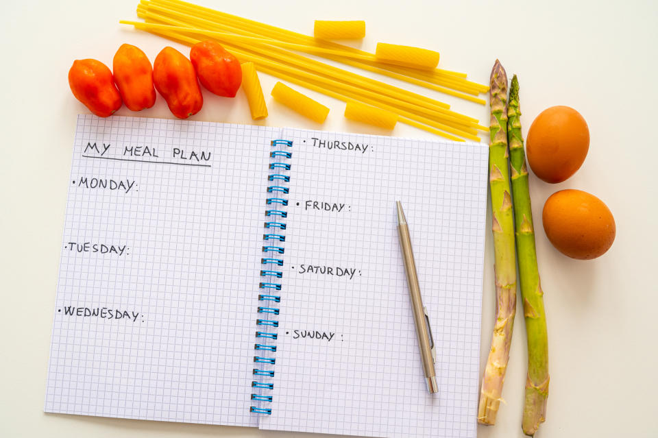 A "Meal Plan" with food surrounding the notebook