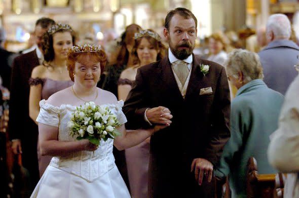 Kerry and John Lee-Woods on their wedding day.