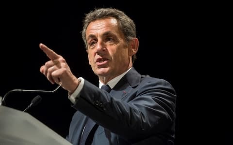 Sarkozy was questioned over claims Muammar Gaddafi helped finance his 2007 election campaign - Credit:  Laurent Cipriani/AP