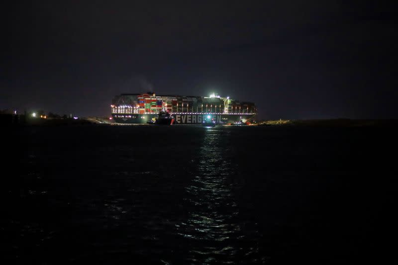 Giant container ship stranded in Suez Canal