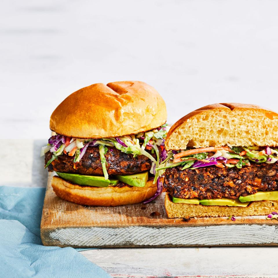 Black Bean Burgers with Avocado Slaw