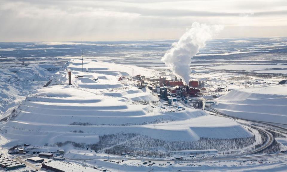 An aerial view of the vast LKAB iron ore mine at Kiruna.