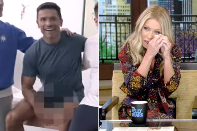 Kelly Ripa Cries Laughing Over Mark Consuelos Pixelated Crotch On Live With Kelly And Mark 8639