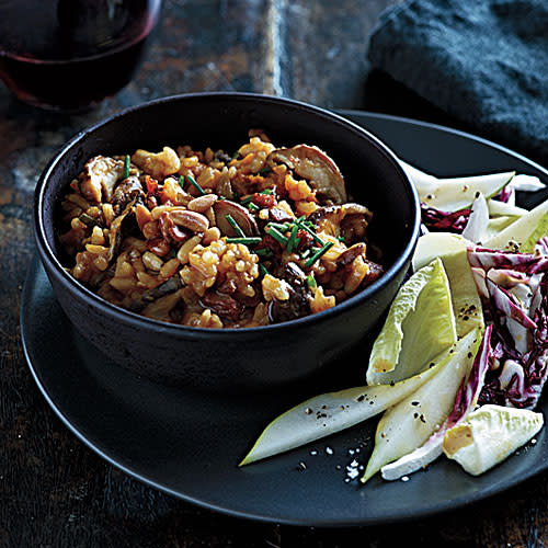 Pumpkin-Shiitake Risotto with Pancetta and Pine Nuts