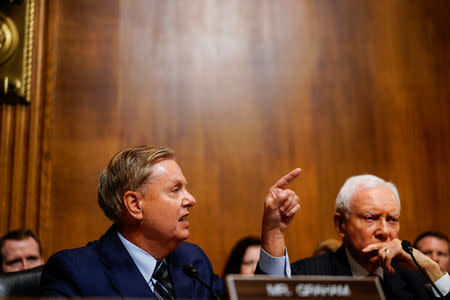 Sen. Lindsey O. Graham (R-S.C.) during a hearing with Judge Brett M. Kavanaugh with the Senate Judiciary Committee on Thursday, September 27, 2018 on Capitol Hill. Melina Mara/Pool via REUTERS