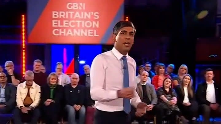 A question on NHS waiting lists was posed to Rishi Sunak by a voter on Monday night (GB News)