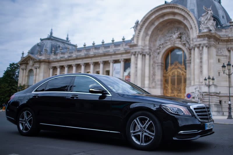 A Mercedes-Benz luxury car of Chabe, Chauffeured Cars Services, is seen near the Grand Palais in Paris