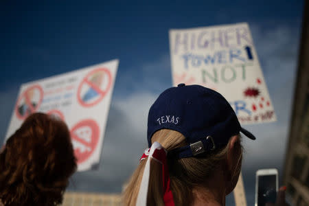 Activists take part in protest rally against the National Rifle Association (NRA) in Dallas, Texas, U.S., May 4, 2018. REUTERS/Adrees Latif