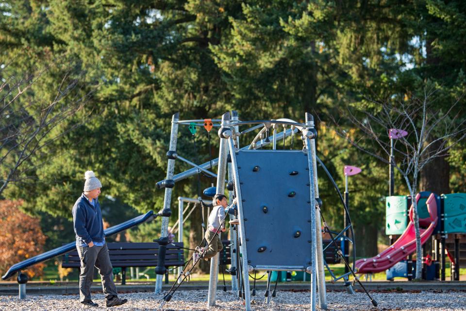 Bryan Johnston Park, a neighborhood park in south Salem, offers a walking loop, climbing playground, toddler playground and a half-court basketball court along Mildred Lane SE east of Liberty Road S.