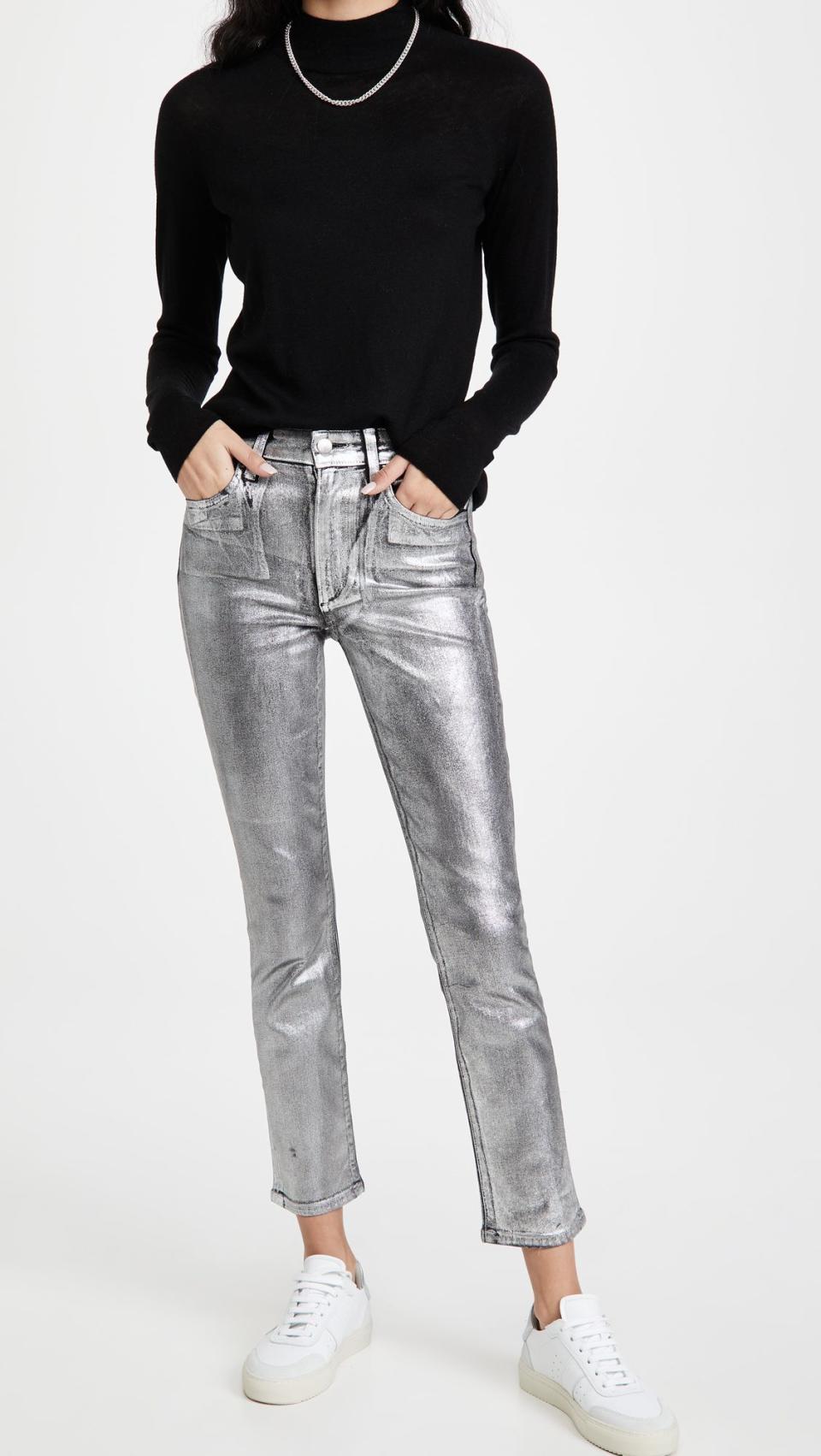 14) The Luna Ankle Metallic Lacquer Jeans