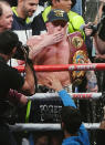 LAS VEGAS, NEVADA - NOVEMBER 02: Canelo Alvarez blows a kiss as he celebrates his 11th-round knockout of Sergey Kovalev to win their WBO light heavyweight title fight at MGM Grand Garden Arena on November 2, 2019 in Las Vegas, Nevada. (Photo by Ethan Miller/Getty Images)