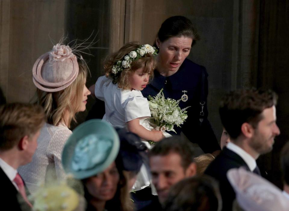 <p>The royal wedding featured plenty of happy tears as guests celebrated the beautiful ceremony, but there was at least one member of the wedding party who was weeping for another reason. One of <a href="https://www.townandcountrymag.com/society/tradition/a15160126/meghan-markle-wedding-bridesmaids/" rel="nofollow noopener" target="_blank" data-ylk="slk:the young bridesmaids;elm:context_link;itc:0;sec:content-canvas" class="link ">the young bridesmaids</a>, possibly the youngest of the group, two-year-old Zalie Warren, found the spectacle a little overwhelming and had to be cared for by <a href="https://www.townandcountrymag.com/society/tradition/a16566402/royal-nanny-maria-teresa-turrion-borrallo-facts/" rel="nofollow noopener" target="_blank" data-ylk="slk:the royal nanny, Maria Teresa Turrion Borrallo;elm:context_link;itc:0;sec:content-canvas" class="link ">the royal nanny, Maria Teresa Turrion Borrallo</a>, during the ceremony. </p>