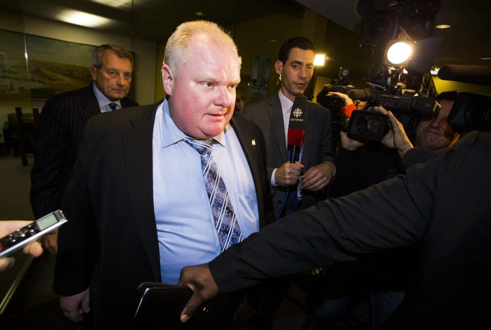 Ford leaves his office at City Hall in Toronto