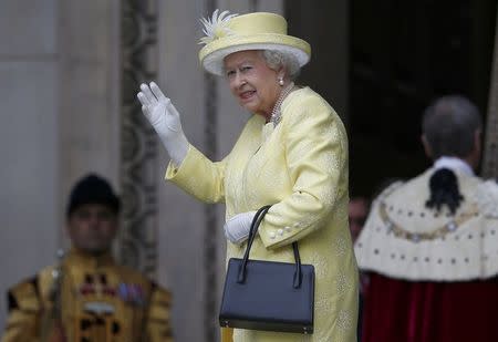 Britain's Queen Elizabeth arrives for a service of thanksgiving for her 90th birthday at St Paul's cathedral in London, Britain, June 10, 2016. REUTERS/Peter Nicholls