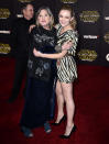 <p>Carrie Fisher with her daughter Billie Lourd, who’s <a href="http://www.people.com/article/billie-lourd-star-wars-force-awakens-carrie-fisher-princess-leia" rel="nofollow noopener" target="_blank" data-ylk="slk:got a small role in the movie;elm:context_link;itc:0;sec:content-canvas" class="link ">got a small role in the movie</a>. (Photo by Jordan Strauss/Invision/AP)</p>