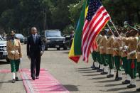 US President Barack Obama inspects an honour guard in Addis Ababa at the start of his two-day visit to Ethiopia, on July 27, 2015