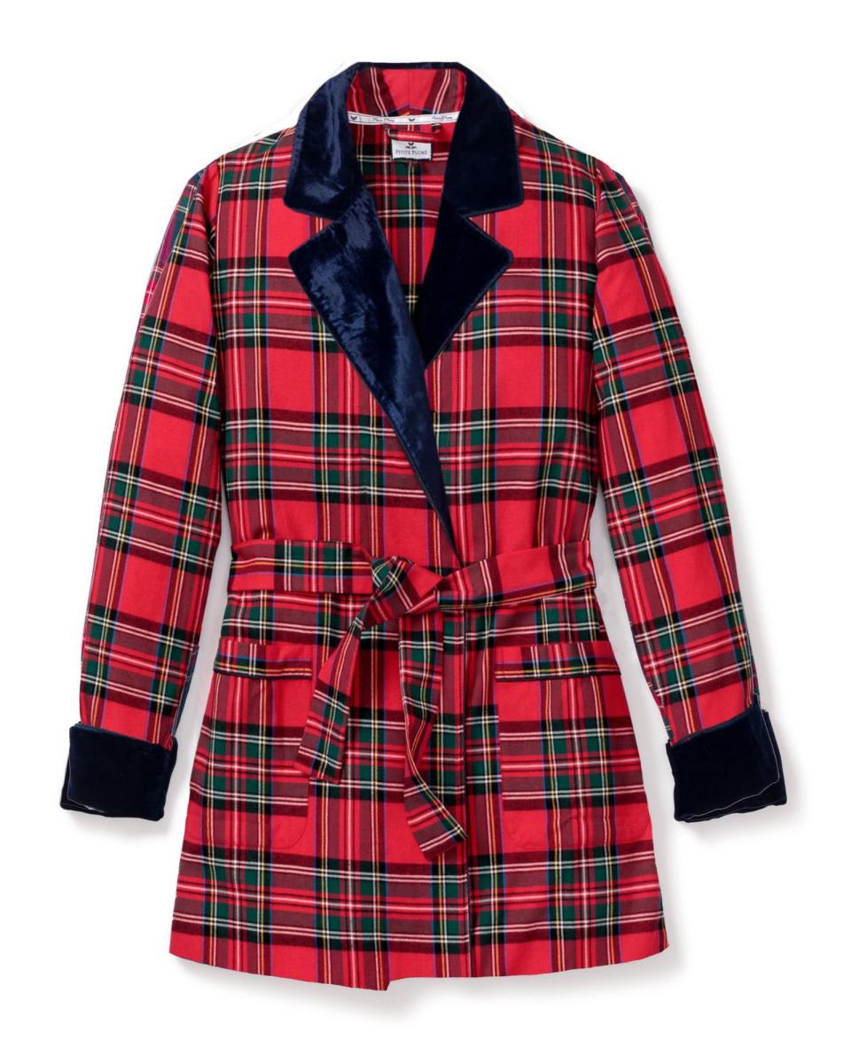 Women's Imperial Tartan Short Robe with Velvet Trim