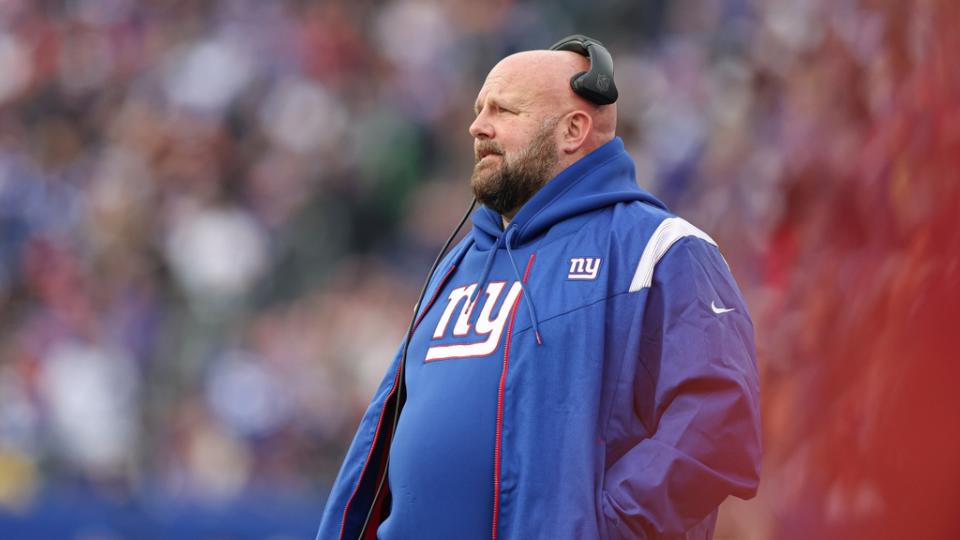 Dec 4, 2022; East Rutherford, New Jersey, USA; New York Giants head coach Brian Daboll looks on during the second half against the Washington Commanders at MetLife Stadium. Mandatory Credit: Vincent Carchietta-USA TODAY Sports