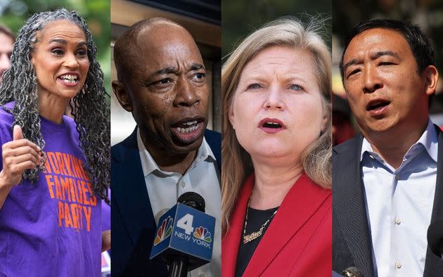 The top four contenders for the New York City mayoralty, from left to right: Maya Wiley, Eric Adams, Kathryn Garcia and Andrew Yang. (Photo: Getty Images)