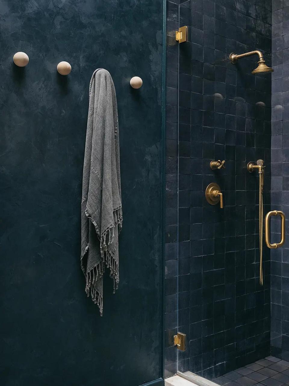 dark blue bathroom