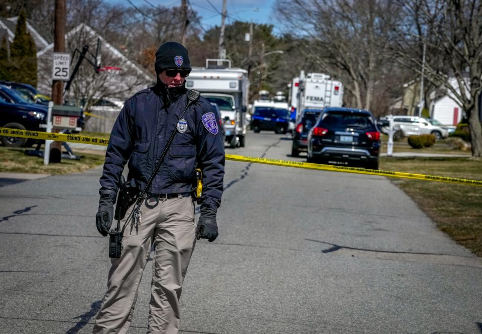 Warwick police cordoned off Frawley Street on Thursday after a shooting in a home on the street. Officers found the bodies of Seamus Dempsey, 33, and his son Liam Dempsey, 4, and are treating the case as a murder-suicide.