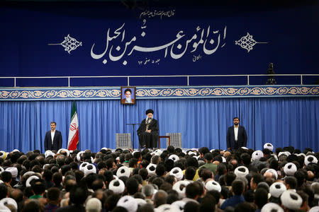 Iran's Supreme Leader Ayatollah Ali Khamenei meets with people of Qom, in Teheran, Iran, January 9, 2019. Official Khamenei website/Handout via REUTERS