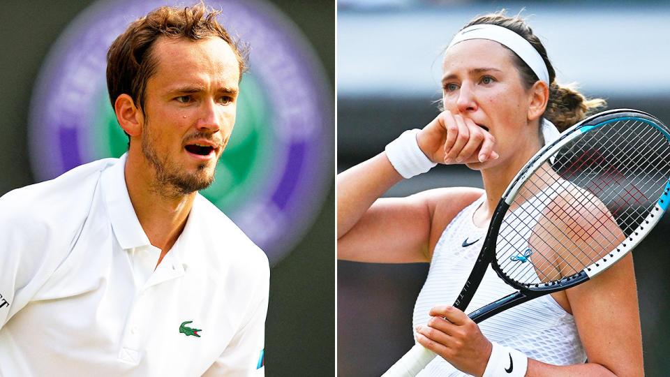 Pictured left is Russian tennis star Daniil Medvedev and Victoria Azarenka is on the right.