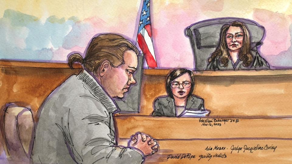 David DePape listens to the verdicts in his federal trial for the hammer attack on Paul Pelosi, Nov. 16, 2023. / Credit: Sketch by Vicki Behringer