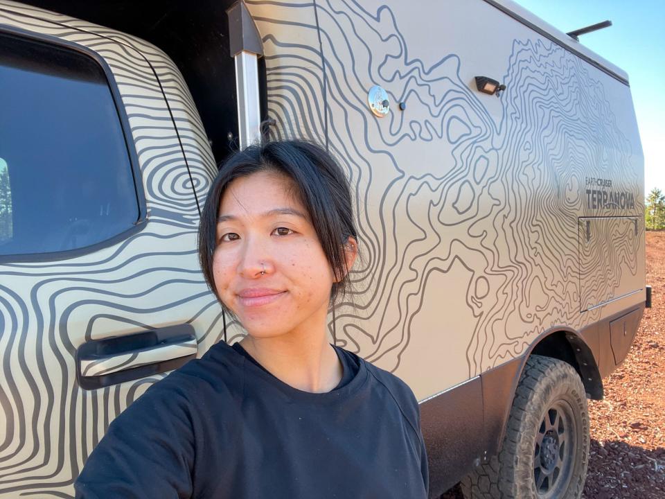Selfie of me in front of an EarthCruiser