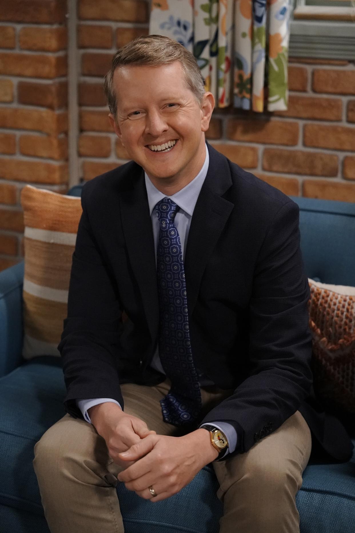 <em>Jeopardy!</em> host Ken Jennings is having a laugh. (Photo: Lisa Rose/Fox/Courtesy Everett Collection)